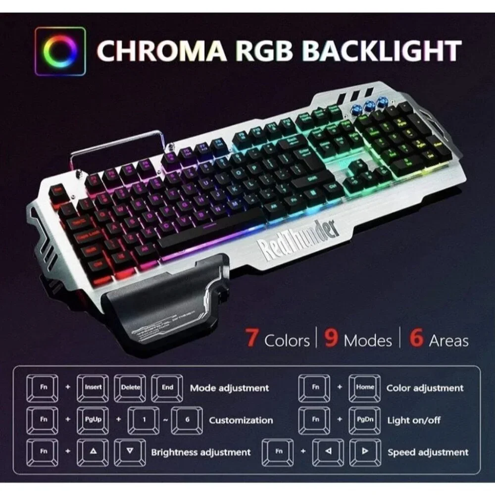 RedThunder K-900 Wired Semi-Mechanical Version Gaming‎ Keyboard Metal Frame Win